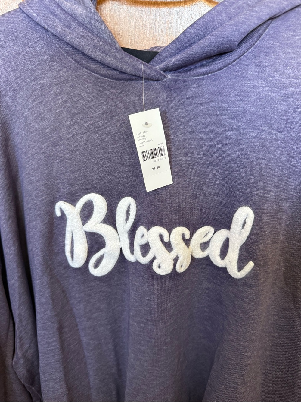 Lane Bryant Lavender Pullover Hoodie with White "Blessed" Script - Picture 6 of 7